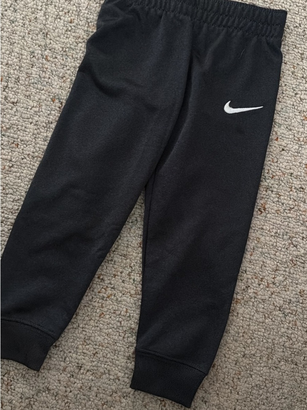 Nike Black Kids Jogger Sweatpants with White Swoosh
